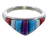 Southwest Inlay Silver Multicolor Ring Size 7-1/2 TX38354
