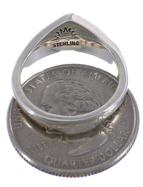 Southwest Inlay Silver Multicolor Ring Size 7-1/2 TX38354