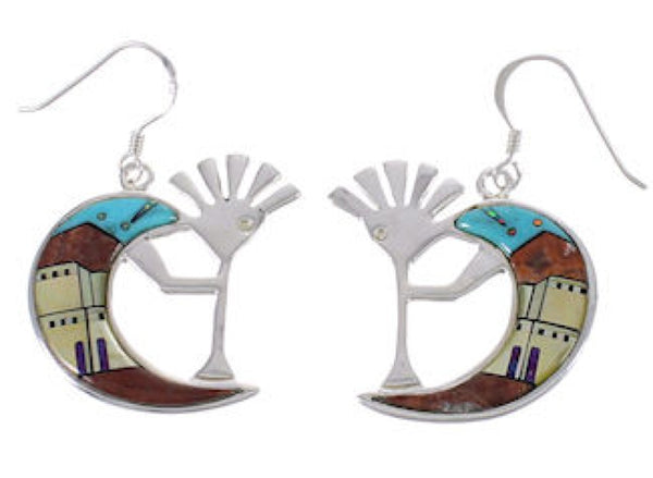Native American Design Multicolor Silver Kokopelli Earrings EX31188