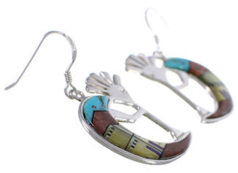 Native American Design Multicolor Silver Kokopelli Earrings EX31188