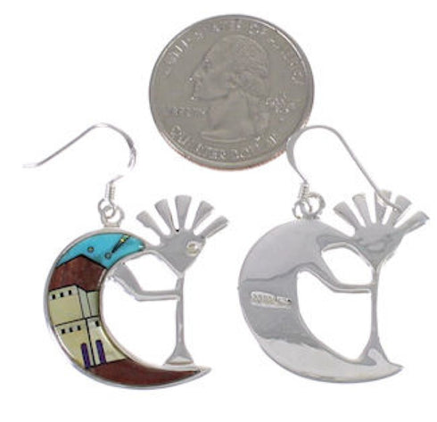 Native American Design Multicolor Silver Kokopelli Earrings EX31188