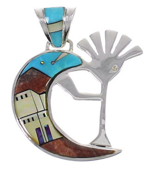 Native American Design Kokopelli Multicolor Silver Pendant EX31194