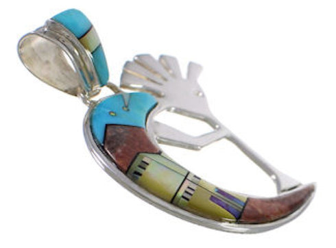 Native American Design Kokopelli Multicolor Silver Pendant EX31194