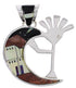 Silver Multicolor Native American Design Kokopelli Pendant EX31212