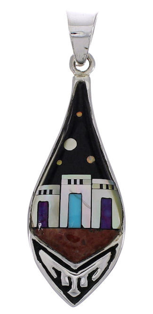 Southwest Multicolor Native American Pueblo Design Pendant EX31229