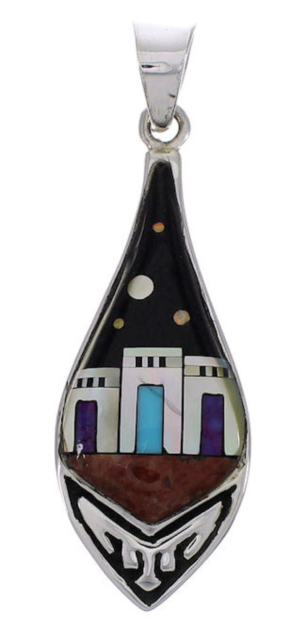 Southwest Multicolor Native American Pueblo Design Pendant EX31229