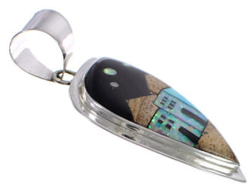 Native American Design Multicolor Sterling Silver Pendant EX31250