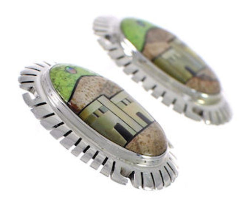 Multicolor Native American Design Sterling Silver Earrings EX31273
