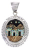 Native American Village Design Silver Multicolor Inlay Pendant EX31280