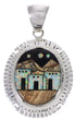 Native American Village Design Silver Multicolor Inlay Pendant EX31280
