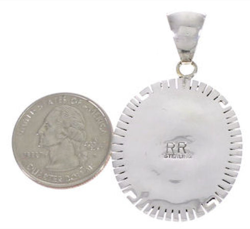 Native American Village Design Silver Multicolor Inlay Pendant EX31280