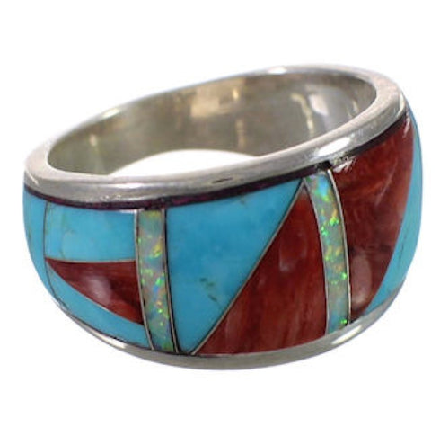 Sterling Silver Multicolor WhiteRock Wild Fire Ring Size 6-1/2 EX30033