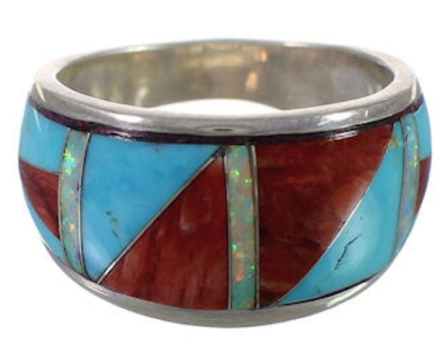 Sterling Silver Multicolor WhiteRock Wild Fire Ring Size 6-1/2 EX30033