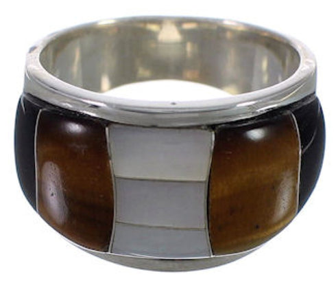 Desert Moon Multicolor Inlay WhiteRock Ring Size 6-1/4 EX30039