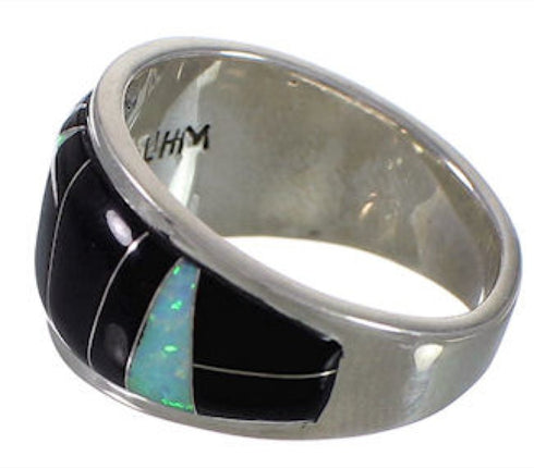 Silver Whiterock Midnight Sky Opal Black Ring Size 5-3/4 EX30045