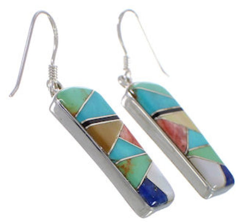 Southwest Multicolor Jewelry Silver Hook Dangle Earrings PX31664