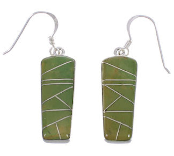 Turquoise Inlay Southwest Silver Hook Dangle Earrings PX31650