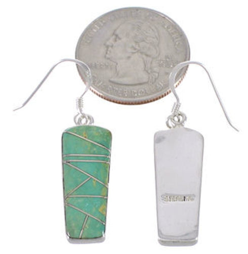 Genuine Sterling Silver Turquoise Jewelry Hook Dangle Earrings PX31652