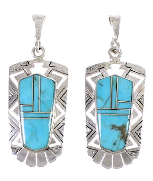 Southwest Turquoise Inlay Jewelry Post Dangle Earrings PX31715