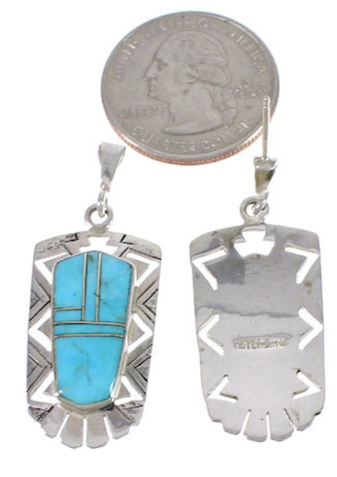 Southwest Turquoise Inlay Jewelry Post Dangle Earrings PX31715