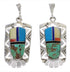Southwest Multicolor And Silver Post Dangle Earrings PX31732