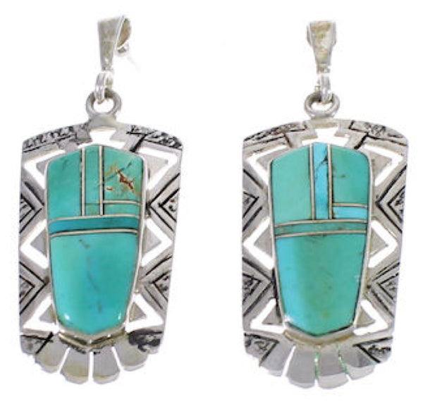 Southwest Silver Turquoise Inlay Earrings PX31709