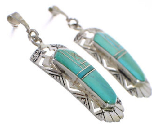 Southwest Silver Turquoise Inlay Earrings PX31709
