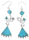 Genuine Sterling Silver Turquoise Hook Dangle Earrings PX31738