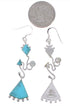 Genuine Sterling Silver Turquoise Hook Dangle Earrings PX31738