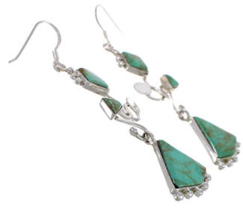 Turquoise Silver Southwest Hook Dangle Earrings PX31741