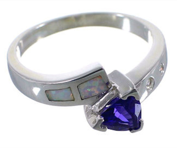 Southwestern Opal Amethyst Silver Ring Size 6-3/4 EX51933