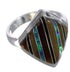 Sterling Silver Multicolor Inlay Jewelry Ring Size 6-1/4 UX34291