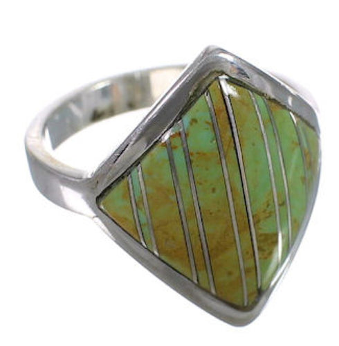 Southwest Sterling Silver Turquoise Inlay Ring Size 6-1/2 UX34313