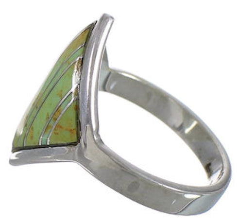 Genuine Sterling Silver And Turquoise Inlay Ring Size 8-1/4 UX34312