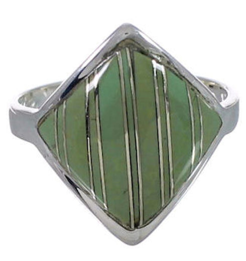 Southwestern Sterling Silver Turquoise Inlay Ring Size 6-1/4 UX34318