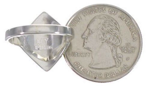 Authentic Sterling Silver Turquoise Inlay Ring Size 8-1/4 UX34321