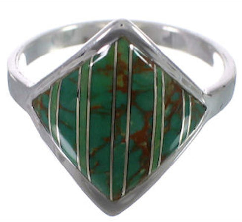 Sterling Silver Turquoise Inlay Southwest Ring Size 5-3/4 UX34326