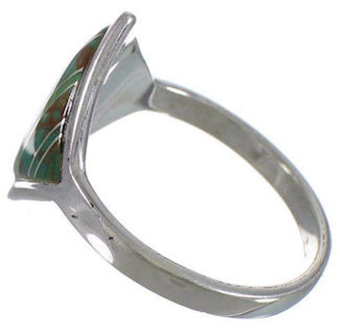 Turquoise Inlay And Sterling Silver Jewelry Ring Size 5-1/4 UX34325