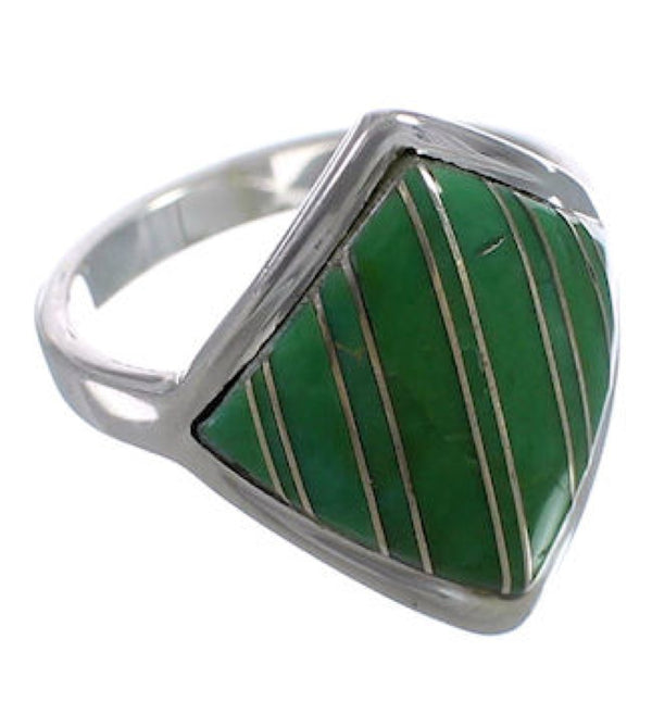 Sterling Silver Turquoise Inlay Jewelry Ring Size 8 UX34337