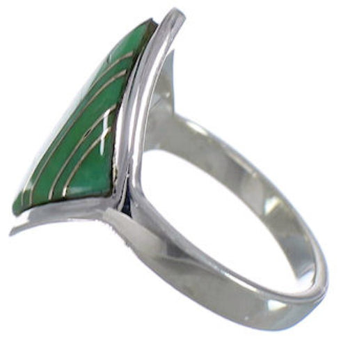 Southwest Sterling Silver Turquoise Inlay Ring Size 7-1/4 UX34335