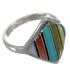 Southwest Sterling Silver Multicolor Inlay Ring Size 6-1/2 UX34352