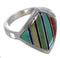 Authentic Sterling Silver Multicolor Inlay Ring Size 6-1/4 UX34364