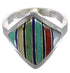 Authentic Sterling Silver Multicolor Inlay Ring Size 6-1/4 UX34364