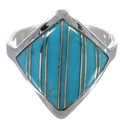 Turquoise Inlay Sterling Silver Southwest Ring Size 5-1/4 UX34388