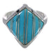 Southwestern Sterling Silver Turquoise Inlay Ring Size 6-1/4 UX34393