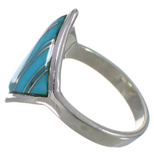 Turquoise Inlay Sterling Silver Jewelry Ring Size 6-1/2 UX34394