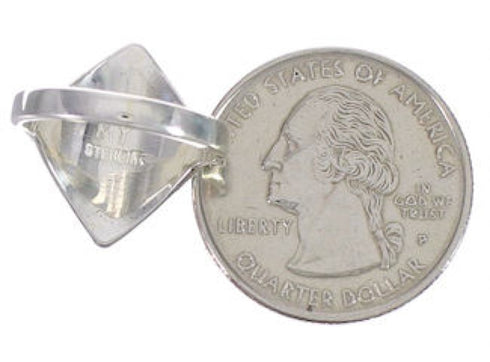 Genuine Sterling Silver Turquoise Inlay Ring Size 7-3/4 UX34399