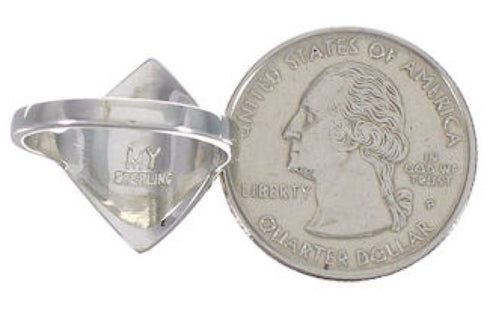 Southwestern Sterling Silver Turquoise Inlay Ring Size 6-1/4 UX34418