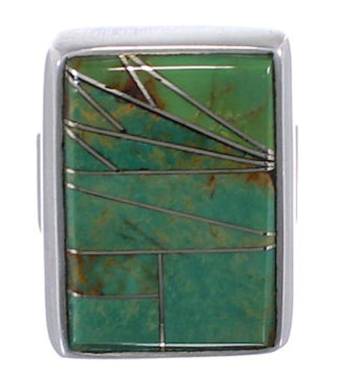 Sturdy Turquoise Sterling Silver Ring Size 7-1/4 WX37420