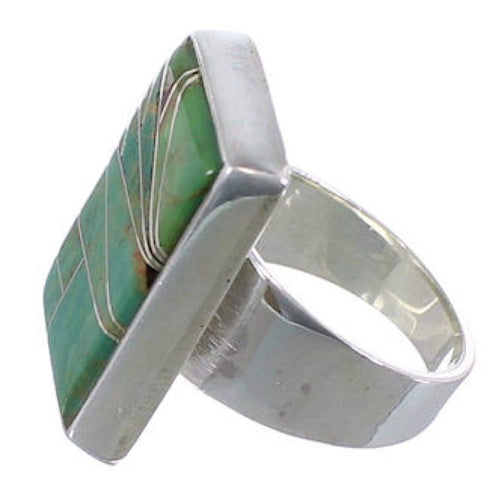 Sturdy Turquoise Sterling Silver Ring Size 7-1/4 WX37420